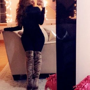 Gold thigh high boots